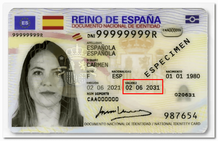 Imagen de ejemplo DNI Espa&ntilde;a